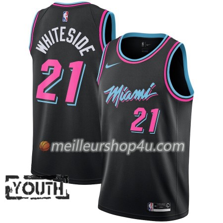 Maillot Basket Enfant Miami Heat Hassan Whiteside 21 2018-19 Nike City Edition Noir Swingman
